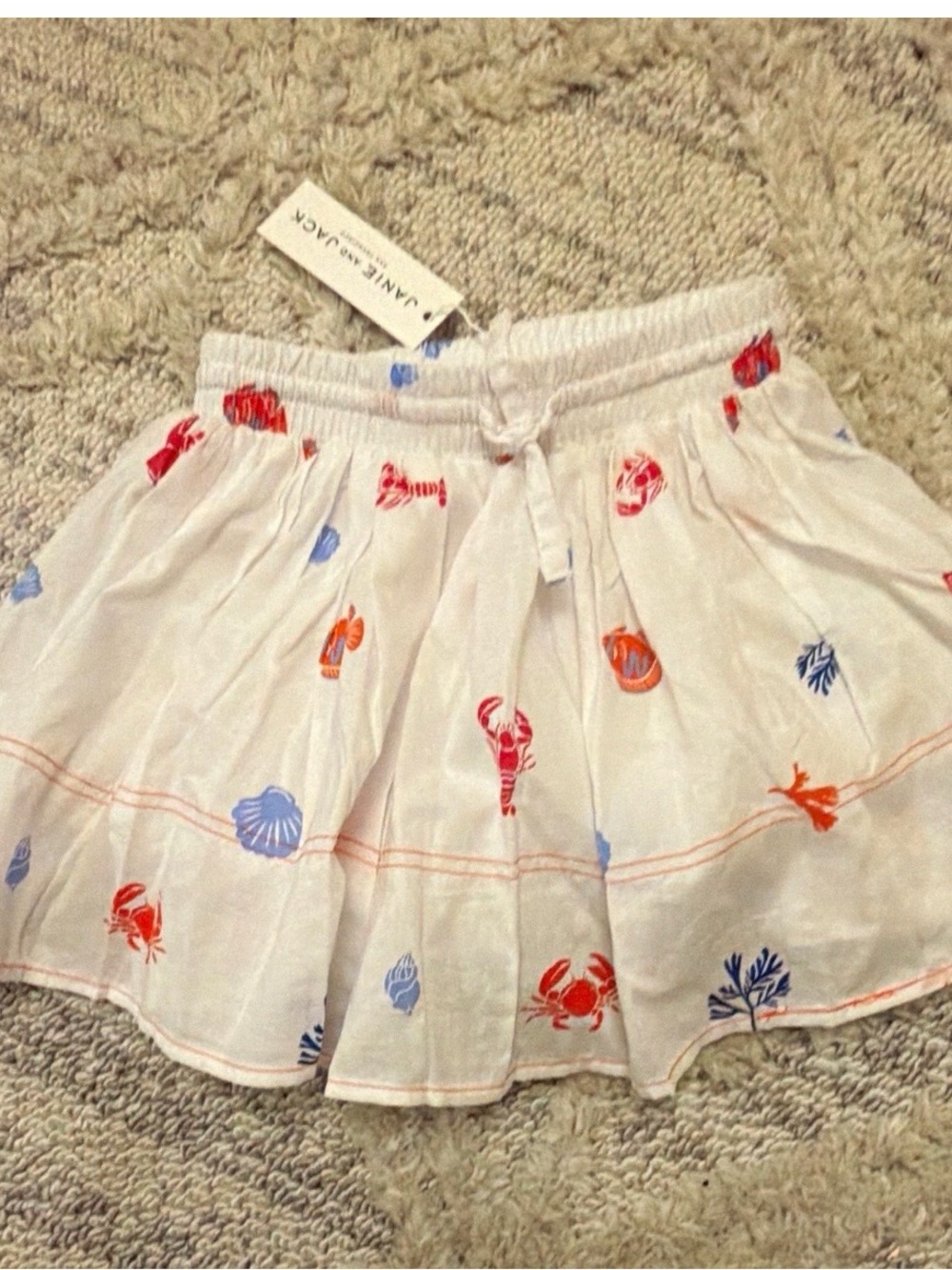 Janie and Jack White Skirt with Red & Blue Seaside Motifs